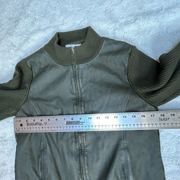 Pendleton Womens Small Merino Wool and Leather Front Sweater Jacket Green Zip Up - Picture 5 of 9